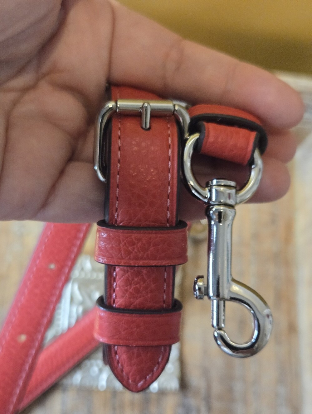 Coach Red Pebble Leather Adjustable Crossbody Shoulder Strap Silver Hardware